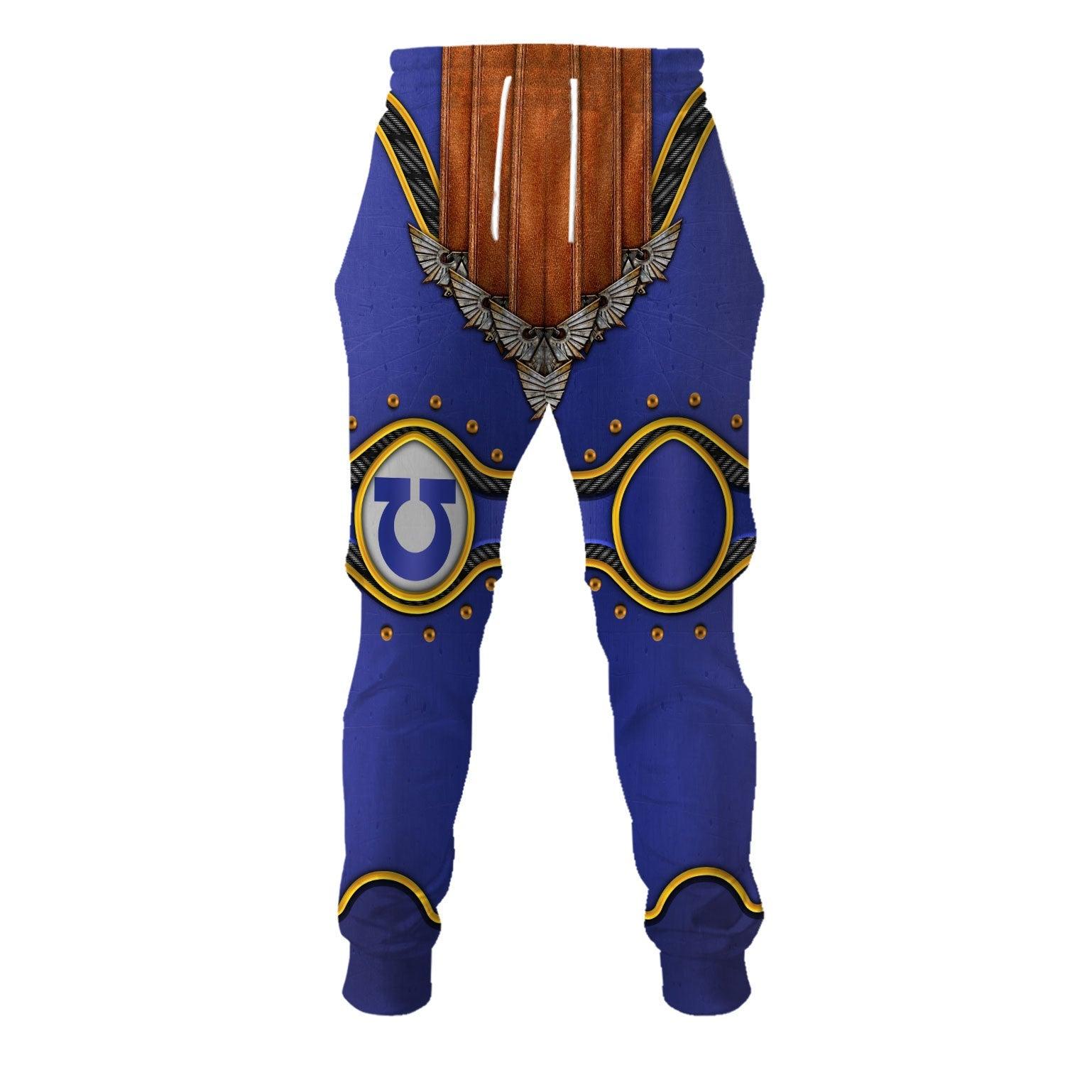 Ultramarines Captain Warhammer Costume Hoodie Jogger,Ultramarines Captain Marines Cosplay 3D Hoodie Pants, Warhammer 3D Tracksuit 