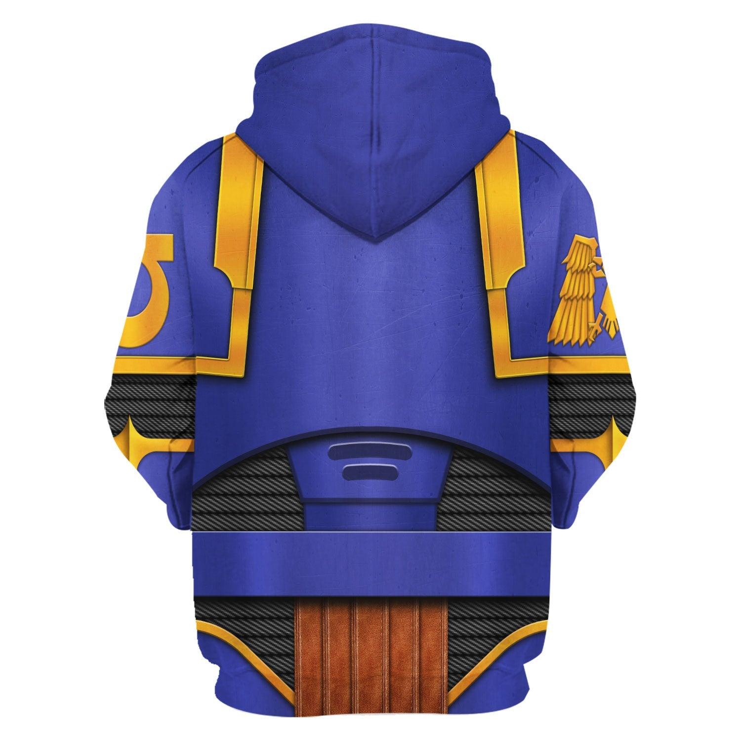 Ultramarines Captain Warhammer Costume Hoodie Jogger,Ultramarines Captain Marines Cosplay 3D Hoodie Pants, Warhammer 3D Tracksuit 