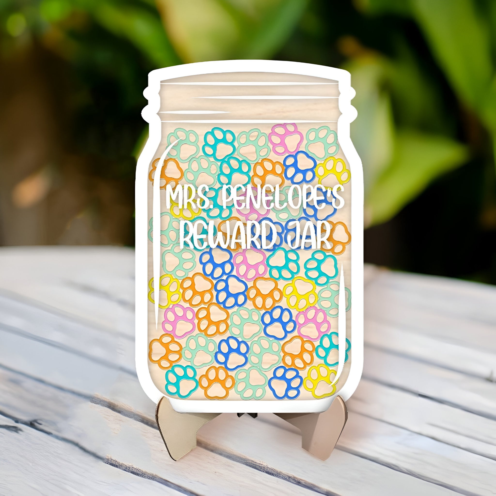 Personalized Reward Jar For Classroom With Dog Paw Acrylic Charms , Custom Teacher Gift 1 Rejar