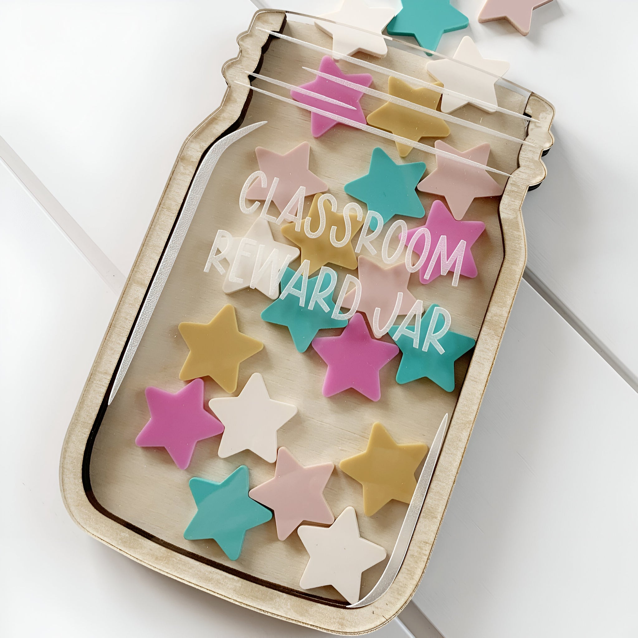 Custom Reward Jar for Classroom, Personalized Heart Reward Jar Pastel Color 13 Rejar