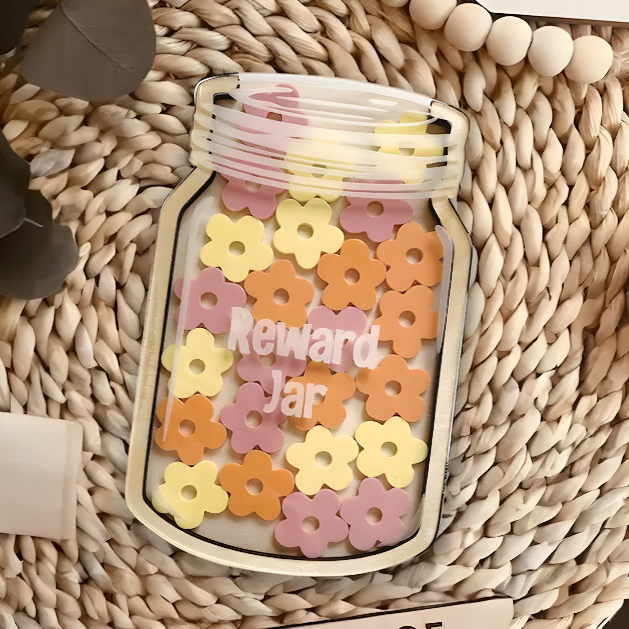 Personalized Flower Reward Jar for Classroom, Good Behavaviour Gift For Children 3 Rejar