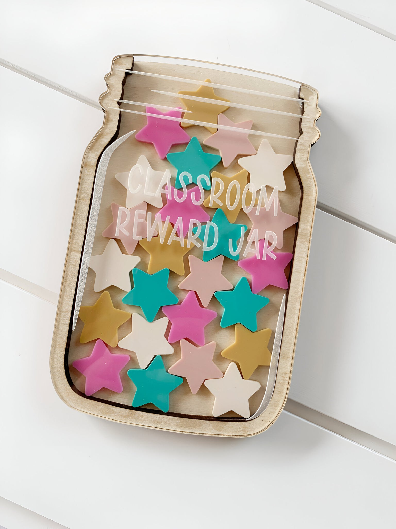 Custom Reward Jar for Classroom, Personalized Heart Reward Jar Pastel Color 13 Rejar