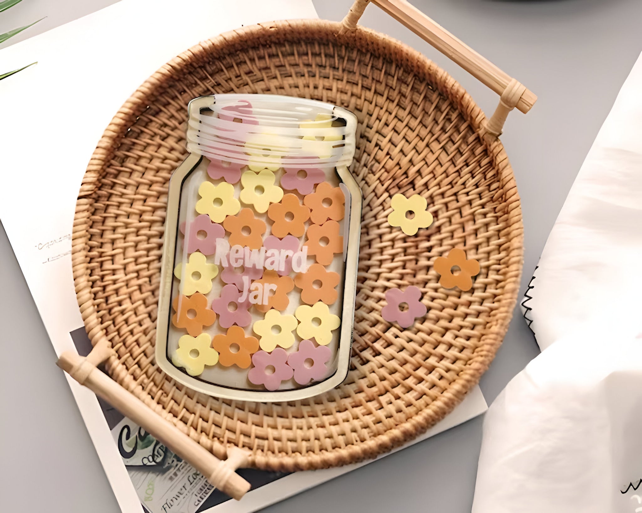 Personalized Flower Reward Jar for Classroom, Good Behavaviour Gift For Children 3 Rejar