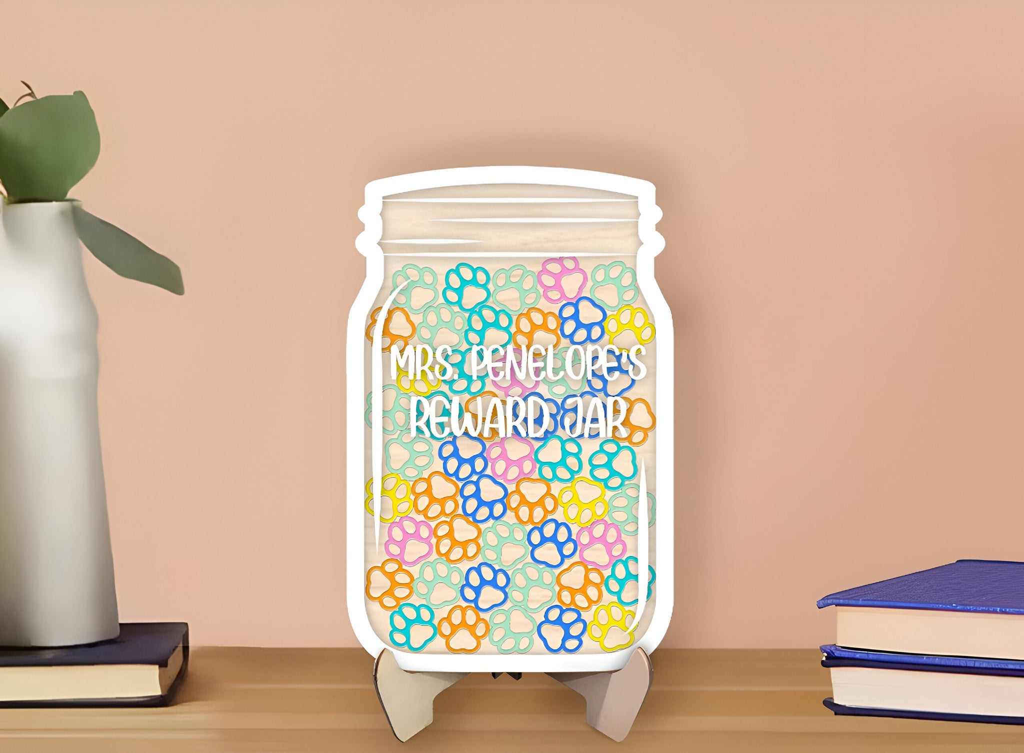 Personalized Reward Jar For Classroom With Dog Paw Acrylic Charms , Custom Teacher Gift 1 Rejar