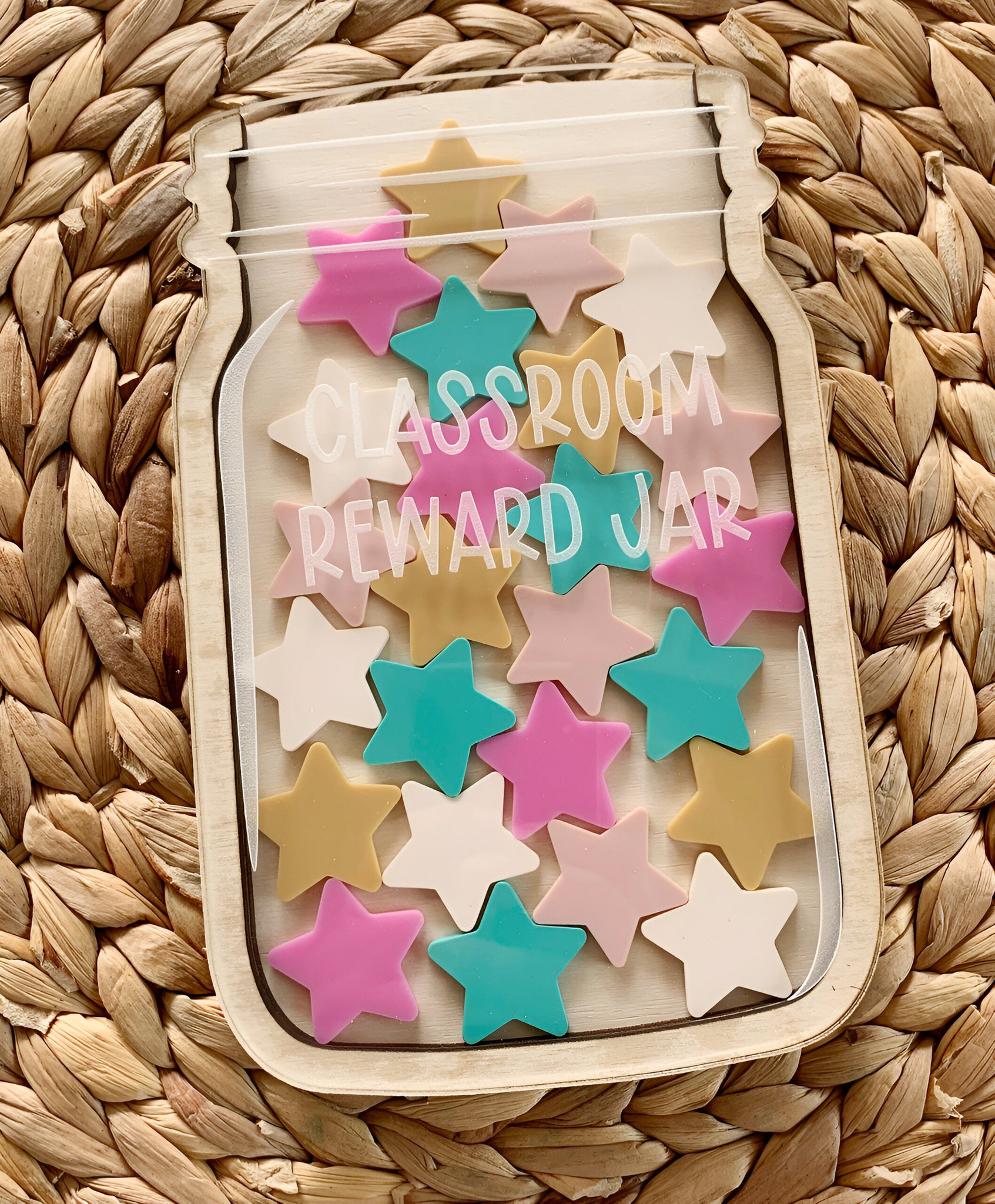 Custom Reward Jar for Classroom, Personalized Heart Reward Jar Pastel Color 13 Rejar