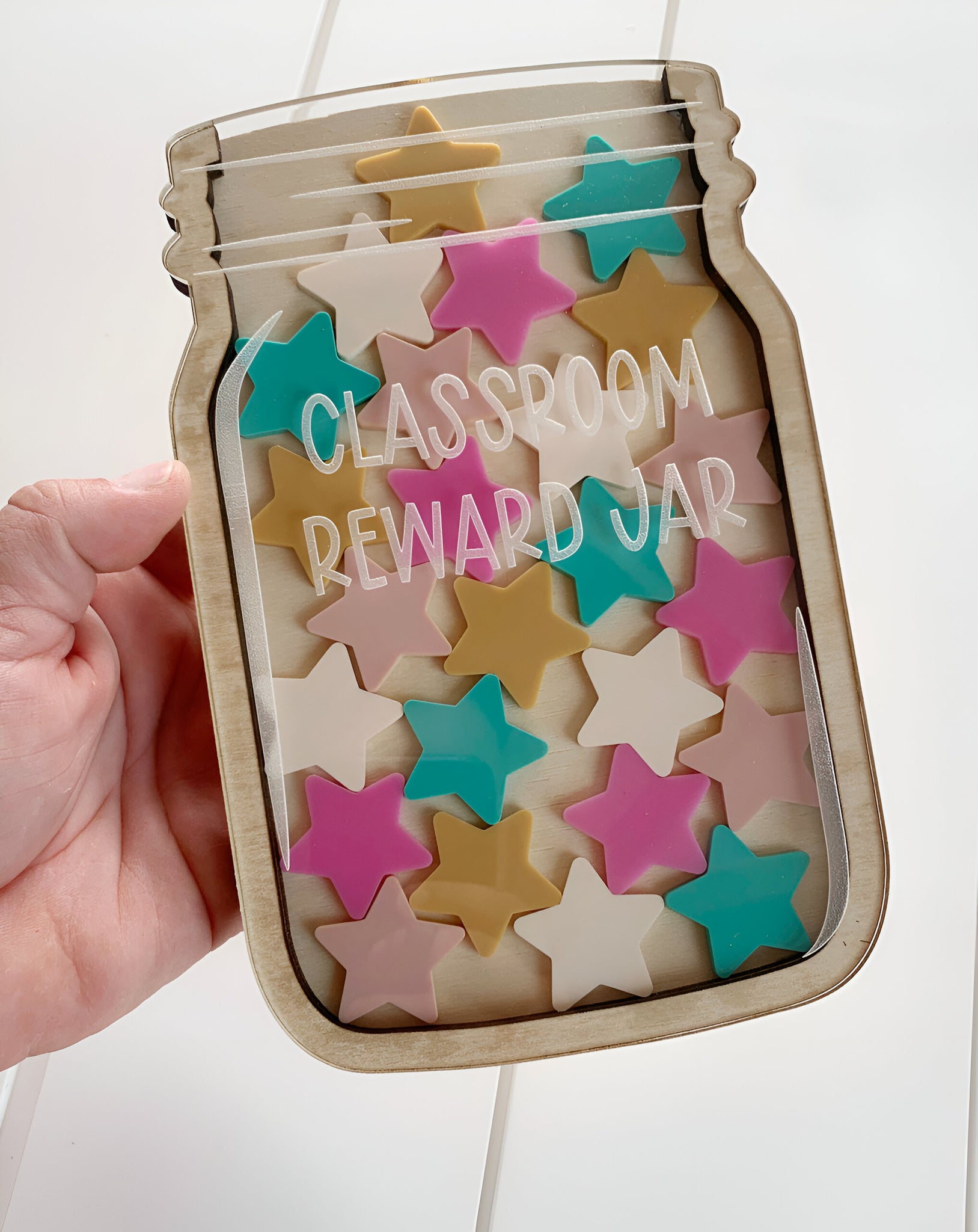 Custom Reward Jar for Classroom, Personalized Heart Reward Jar Pastel Color 13 Rejar