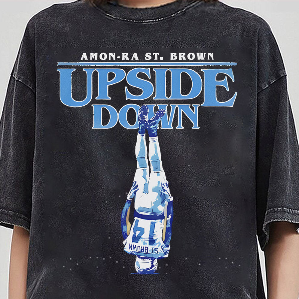 Upside Down Amon-Ra St. Brown Detroit Lions football T-Shirt, Sweatshirt, Hoodie, Lions Fan Gift, Cotton Tee Shirt