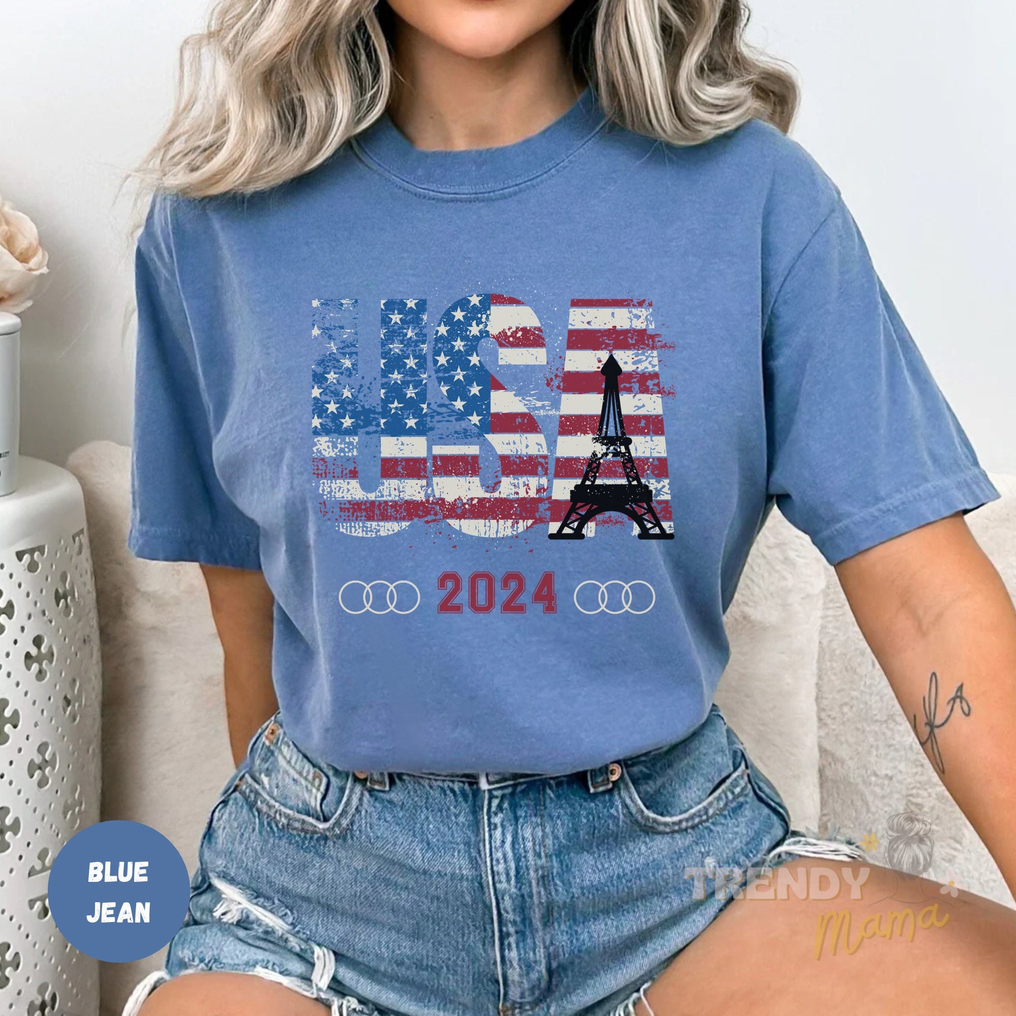 USA Summer Games 2024 Tshirt Vintage Usa Shirt Paris Shirt For Games 2024 USA Team Shirt Eiffel Tower Tee Swimming 2024 France Travel Tee  TD3107 10