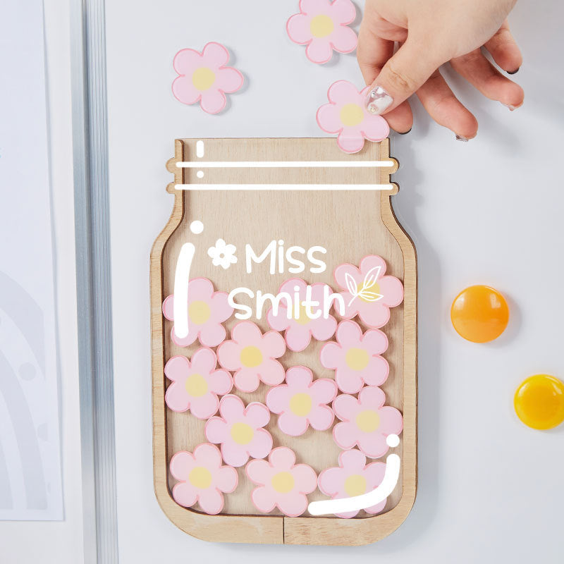 Personalized Fill The Jar With Pink Little Flowers Teacher Reward Jar rejar