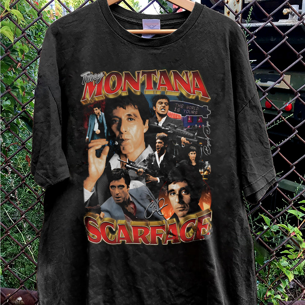 Vintage 90s Graphic Tony Montana ScarfaceShirt - Tony Montana Scarface T-Shirt - American Professional Wrestler Tee For Man and Woman Unisex T-Shirt VT8AU8