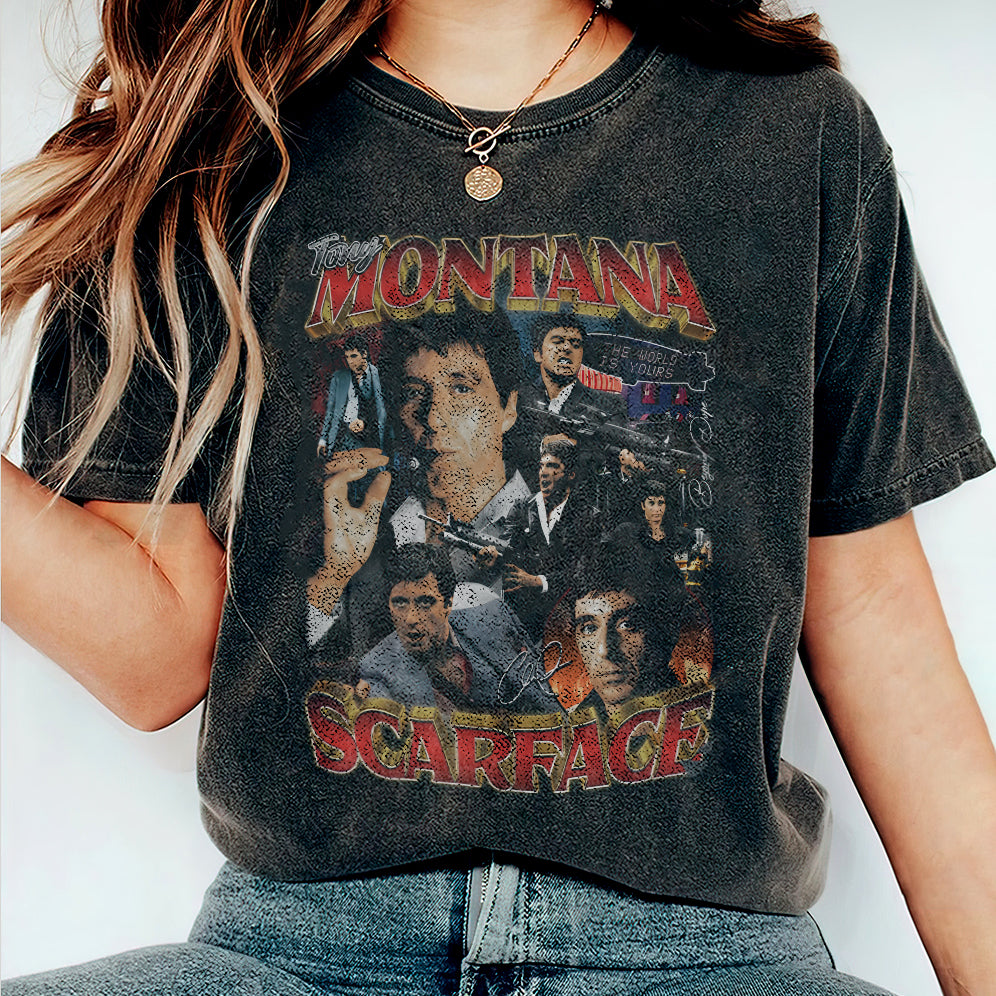 Vintage 90s Graphic Tony Montana ScarfaceShirt - Tony Montana Scarface T-Shirt - American Professional Wrestler Tee For Man and Woman Unisex T-Shirt VT8AU8