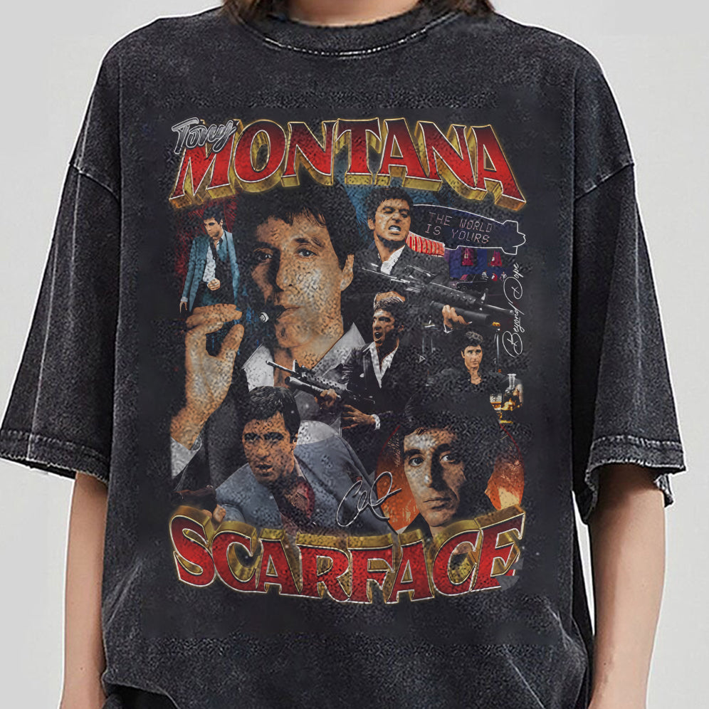 Vintage 90s Graphic Tony Montana ScarfaceShirt - Tony Montana Scarface T-Shirt - American Professional Wrestler Tee For Man and Woman Unisex T-Shirt VT8AU8