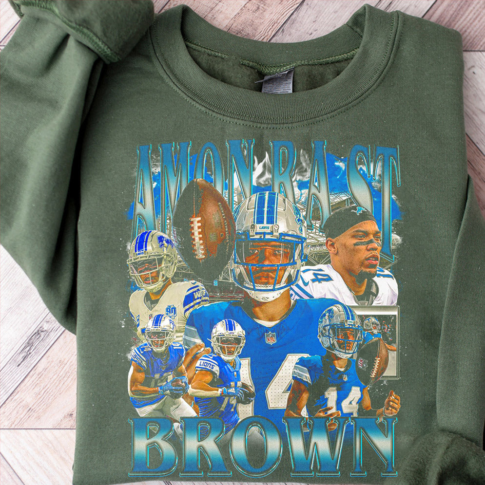 Vintage Amon-Ra St. Brown Shirt - Football Tee, Custom Vintage Design, 90s Graphic Tee, Unisex, Retro, Gift, Detroit Lions Team T Shirt