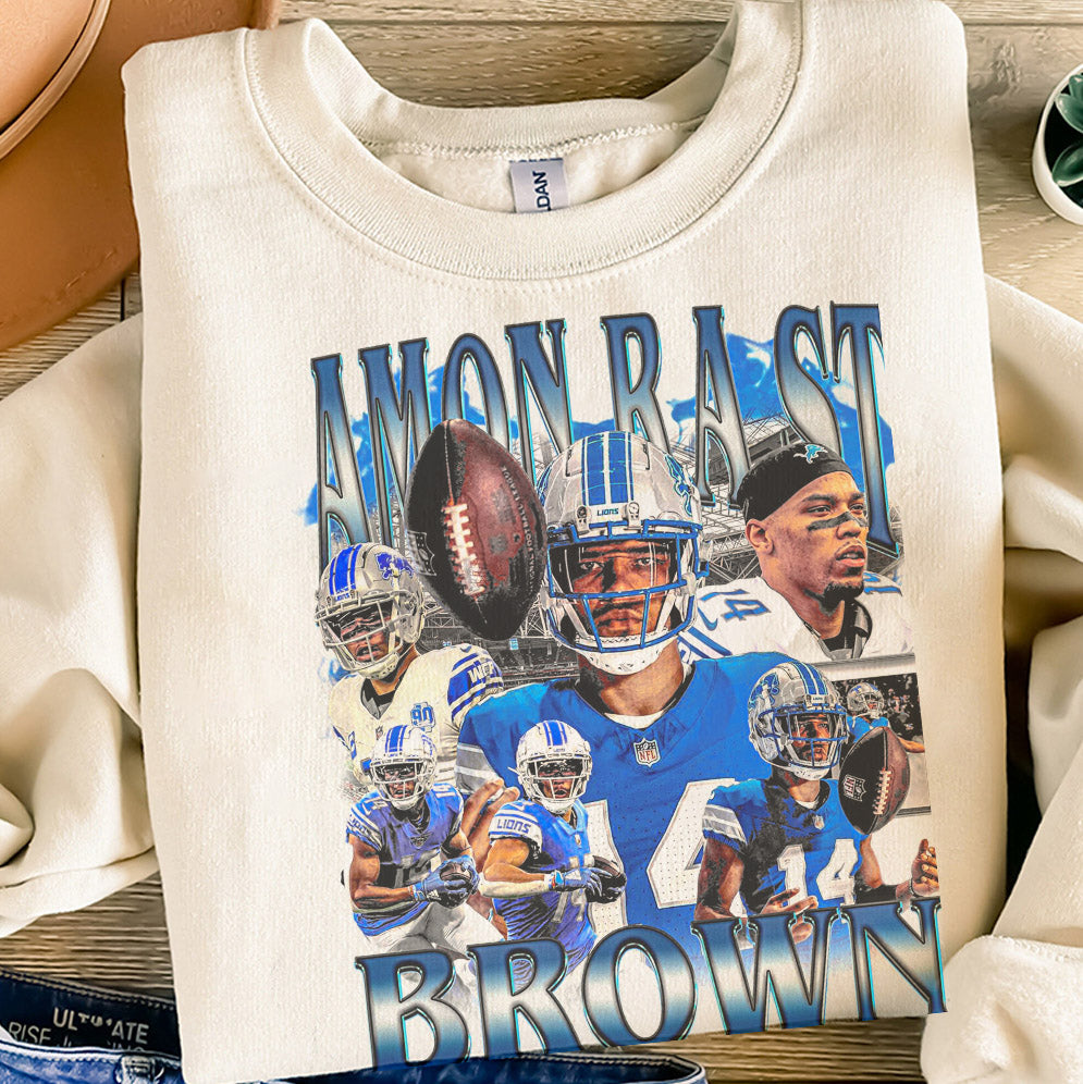 Vintage Amon-Ra St. Brown Shirt - Football Tee, Custom Vintage Design, 90s Graphic Tee, Unisex, Retro, Gift, Detroit Lions Team T Shirt