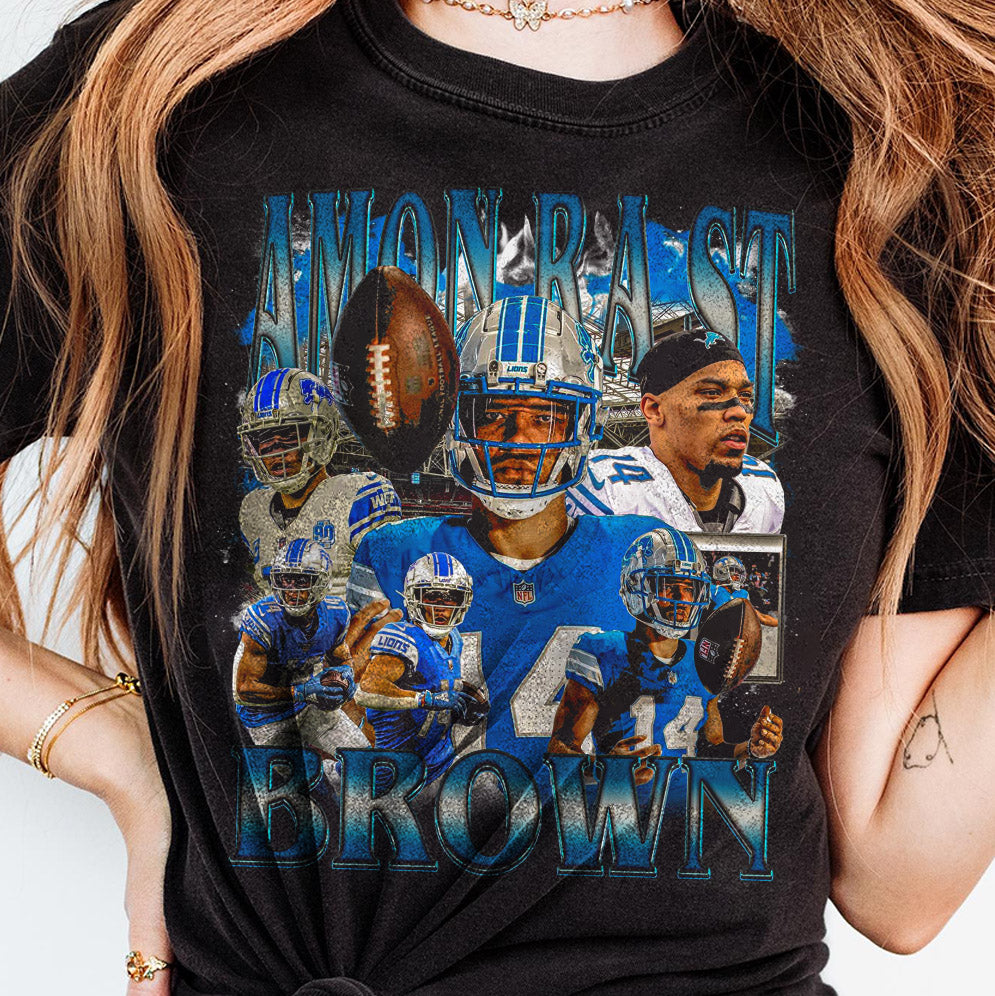 Vintage Amon-Ra St. Brown Shirt - Football Tee, Custom Vintage Design, 90s Graphic Tee, Unisex, Retro, Gift, Detroit Lions Team T Shirt