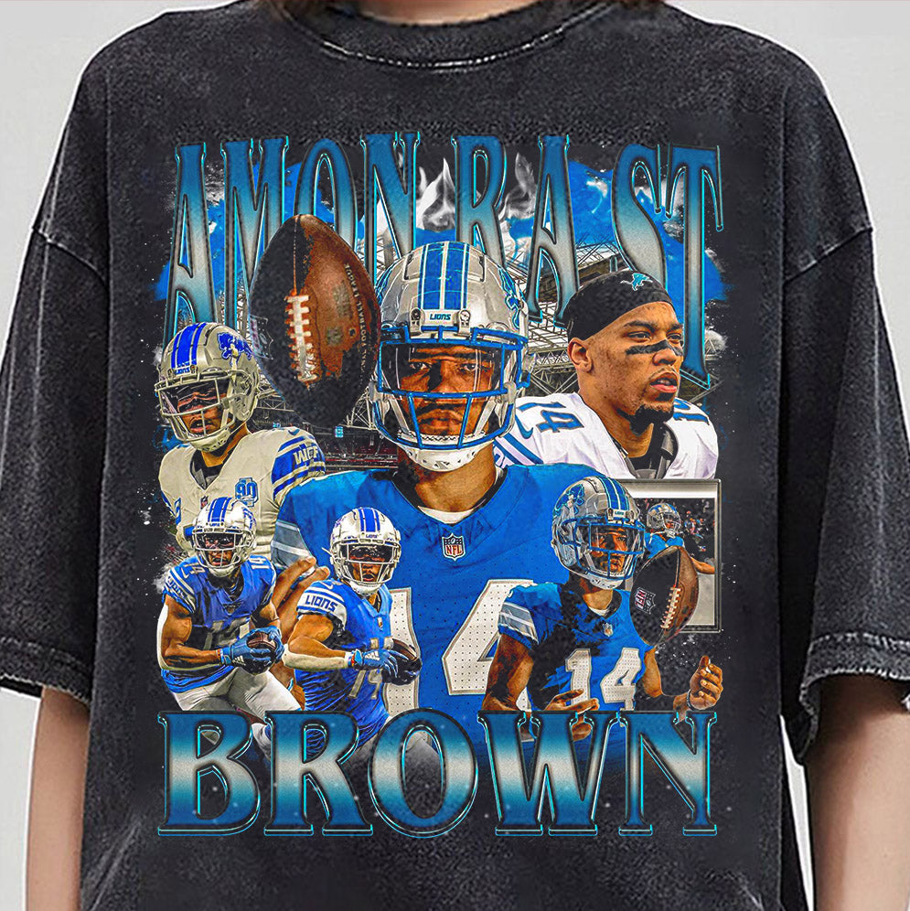 Vintage Amon-Ra St. Brown Shirt - Football Tee, Custom Vintage Design, 90s Graphic Tee, Unisex, Retro, Gift, Detroit Lions Team T Shirt