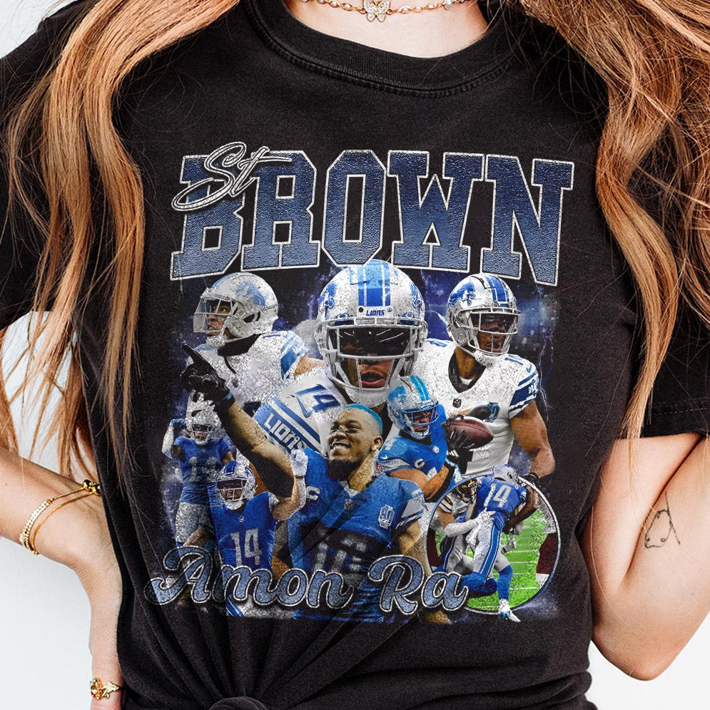 Vintage Amon-Ra St. Brown Vintage 90s Graphic Style T-Shirt, Amon-Ra St. Brown shirt, Vintage Oversized Sport Tee, Retro American Football