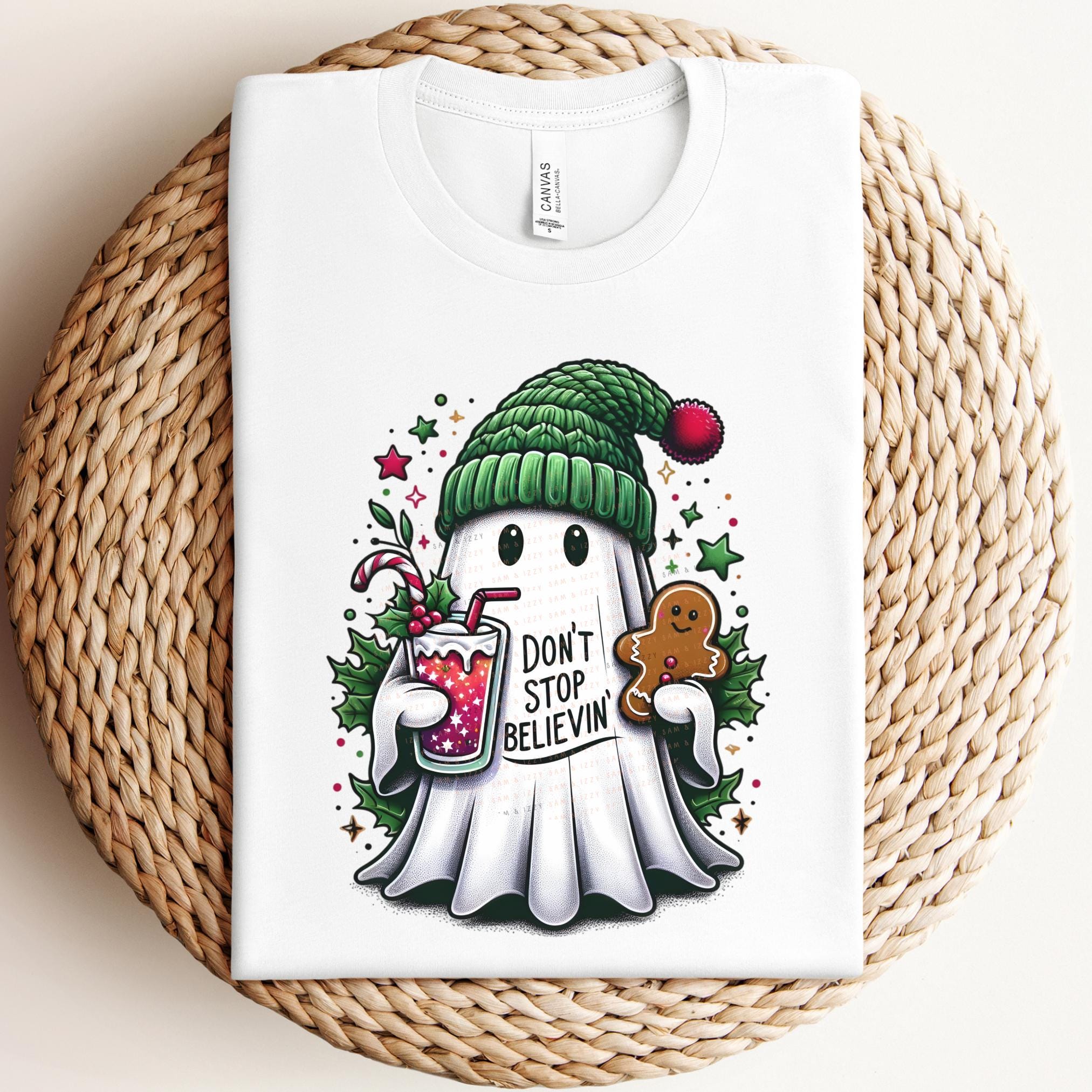 Vintage Christmas Ghost PNG for Retro Coffee Decor & Halloween Fun, Holiday PNG, Boojee Ghost - Spooky Holiday Decor, Christmas Trending Png SCU