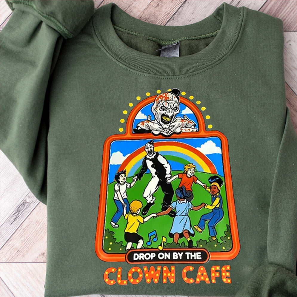 Vintage Creepy Terrifier Children Tee Art Clown Cafe Horror Movie Unisex Halloween Gift T-Shirt Graphic Unique Costume Party Killer Slasher Classic