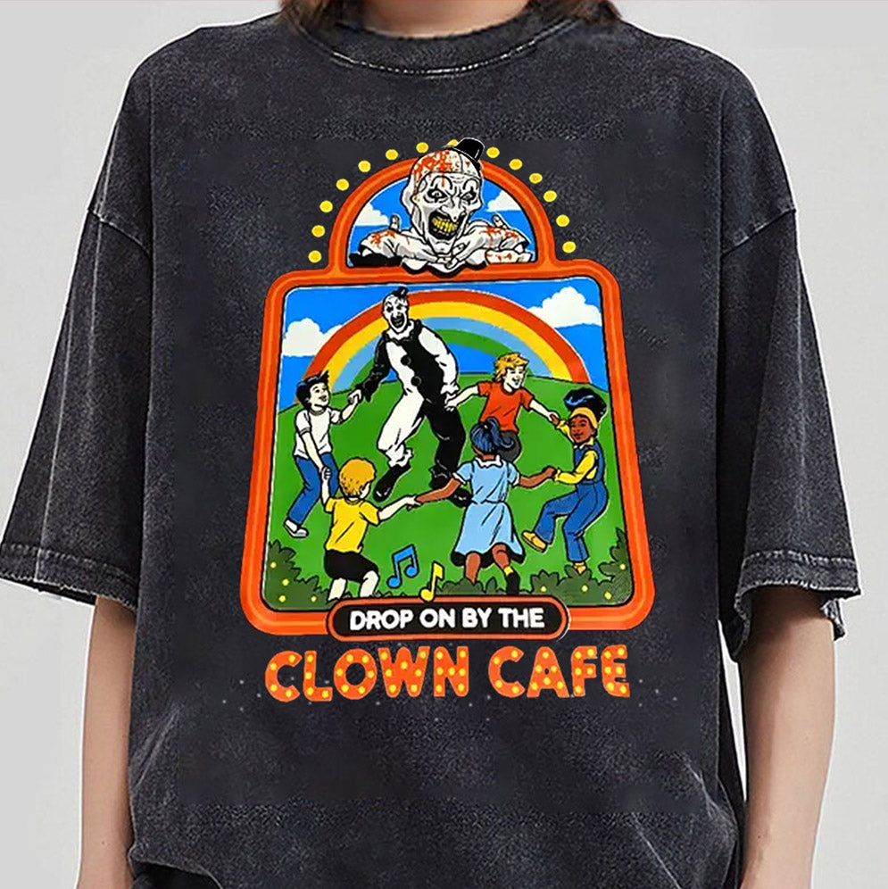 Vintage Creepy Terrifier Children Tee Art Clown Cafe Horror Movie Unisex Halloween Gift T-Shirt Graphic Unique Costume Party Killer Slasher Classic