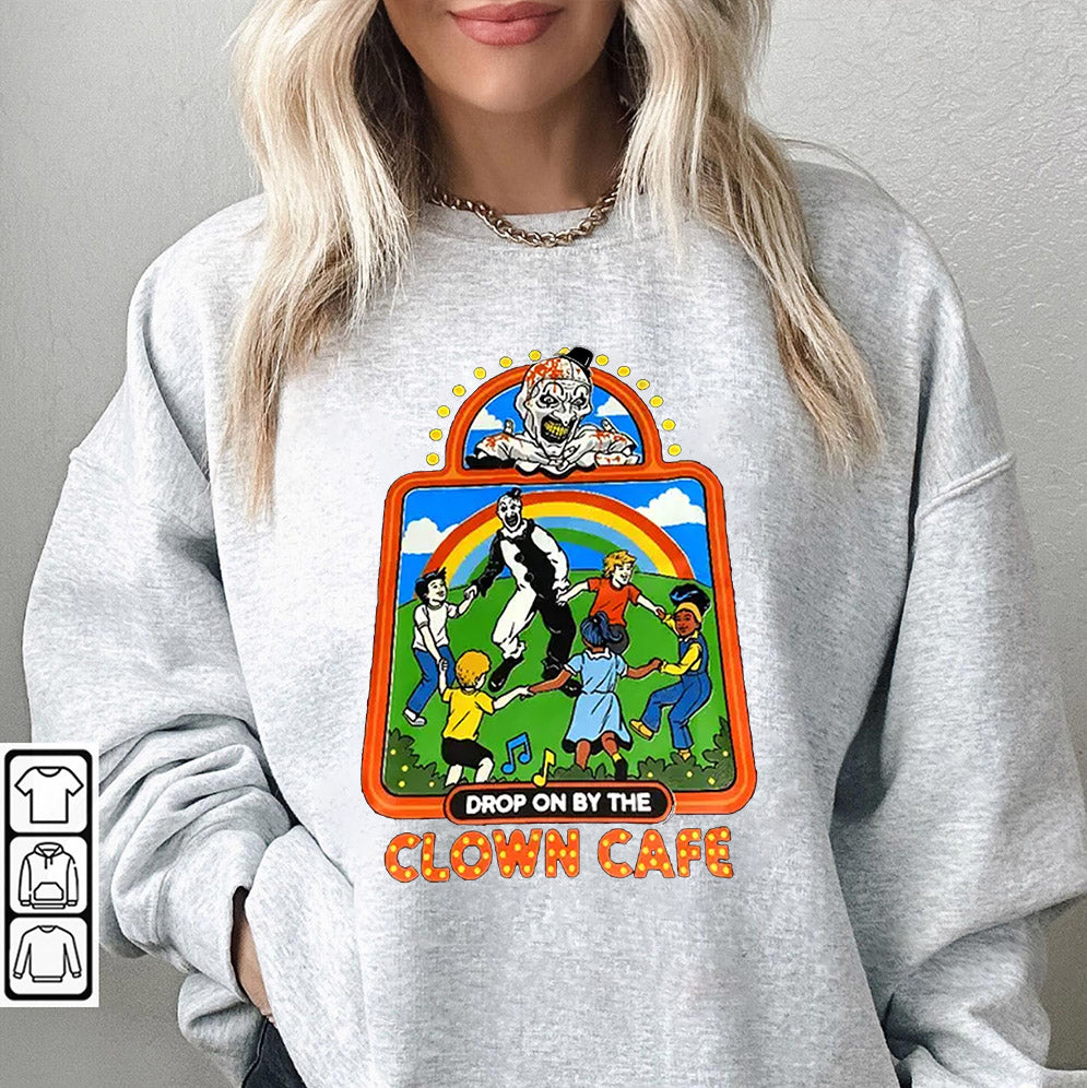 Vintage Creepy Terrifier Children Tee Art Clown Cafe Horror Movie Unisex Halloween Gift T-Shirt Graphic Unique Costume Party Killer Slasher Classic