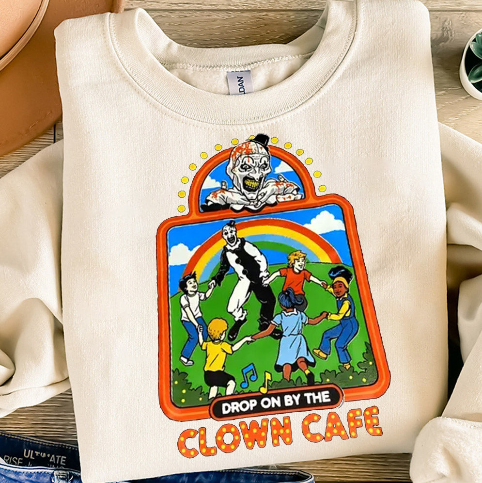 Vintage Creepy Terrifier Children Tee Art Clown Cafe Horror Movie Unisex Halloween Gift T-Shirt Graphic Unique Costume Party Killer Slasher Classic