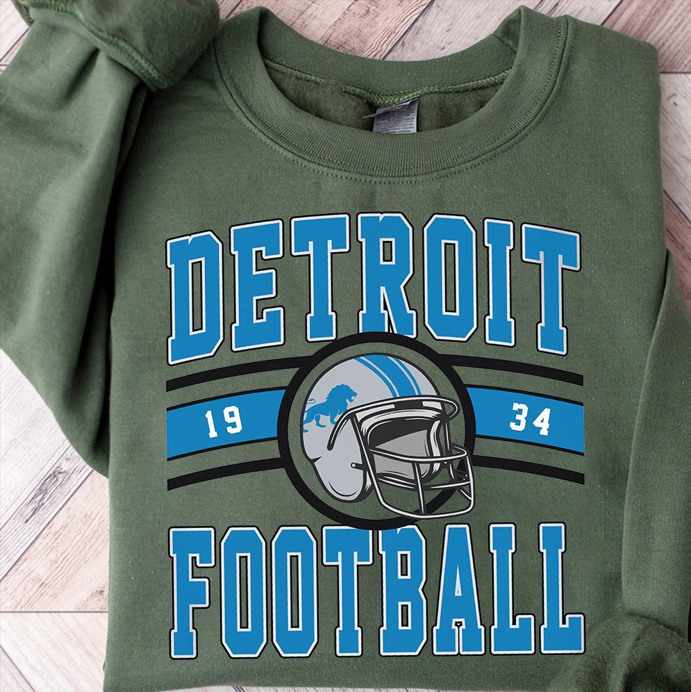 Vintage Detroit Football Sweatshirt, Vintage Style Detroit Football Crewneck, Football Sweatshirt, Detroit Crewneck, Football Fan Gifts