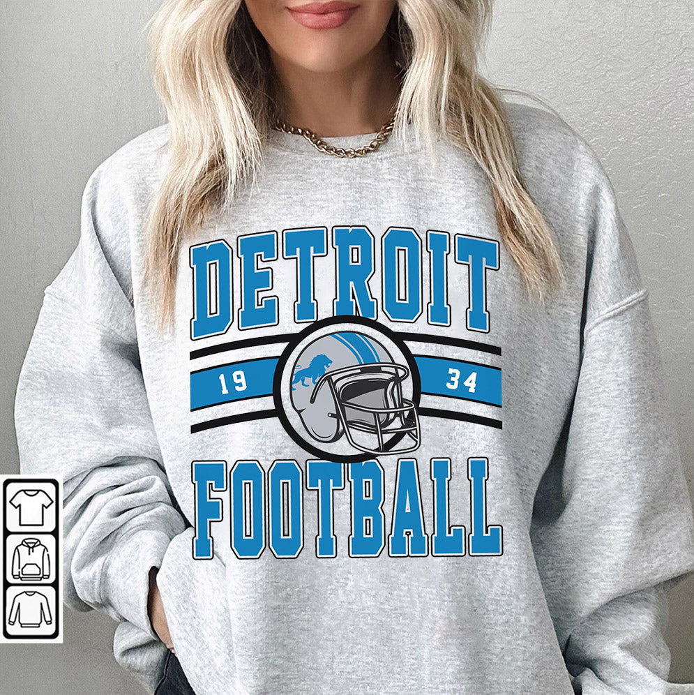 Vintage Detroit Football Sweatshirt, Vintage Style Detroit Football Crewneck, Football Sweatshirt, Detroit Crewneck, Football Fan Gifts