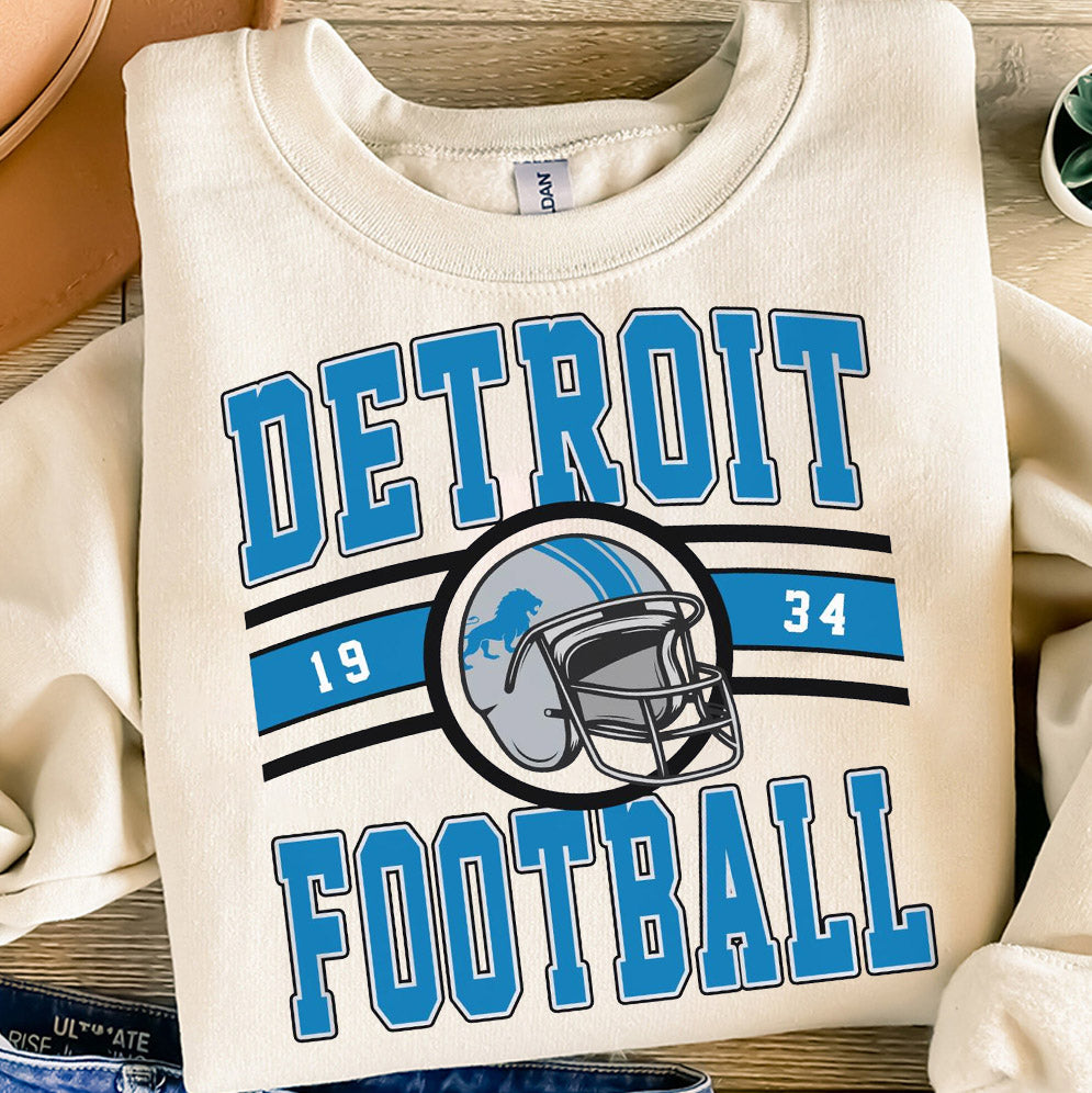 Vintage Detroit Football Sweatshirt, Vintage Style Detroit Football Crewneck, Football Sweatshirt, Detroit Crewneck, Football Fan Gifts