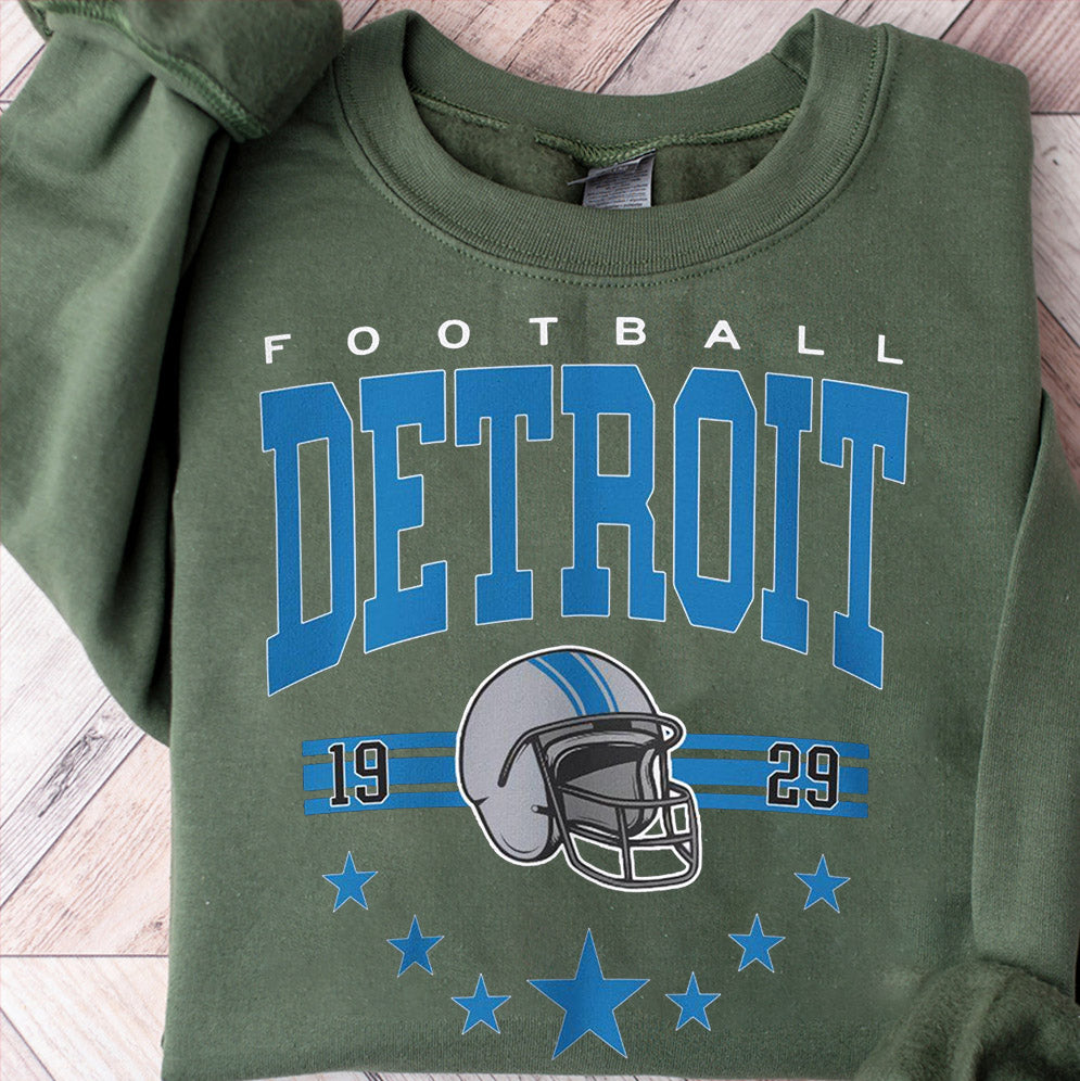 Vintage Detroit Football Sweatshirt, Vintage Style Detroit Football Crewneck V2, Football Sweatshirt, Detroit Crewneck, Football Fan Gifts