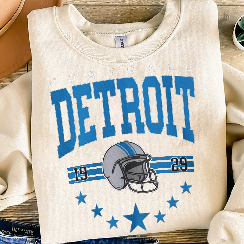 Vintage Detroit Football Sweatshirt, Vintage Style Detroit Football Crewneck V2, Football Sweatshirt, Detroit Crewneck, Football Fan Gifts