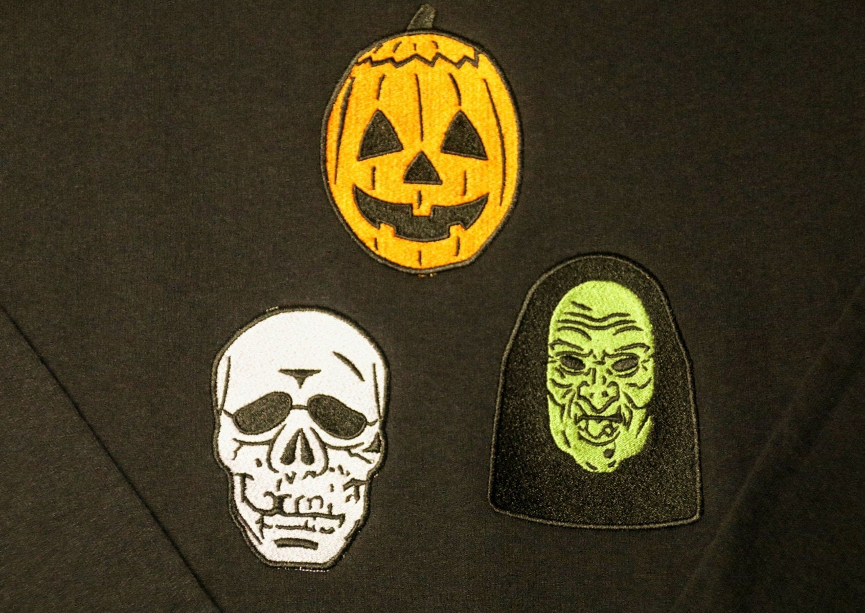 Vintage Halloween Masks Sweater Inspired by Halloween III Season of the Witch Silver Shamrock Masks Embroidered EMHA2408