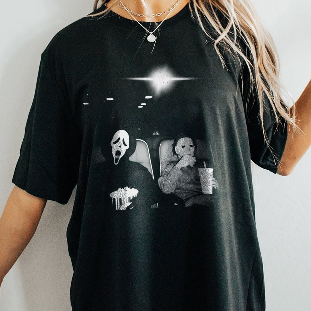 Vintage Halloween Michael Myers and Ghost Face Shirt, Halloween Horror Movie Fan, Horror Character Shirt, Halloween Funny Movie Shirt