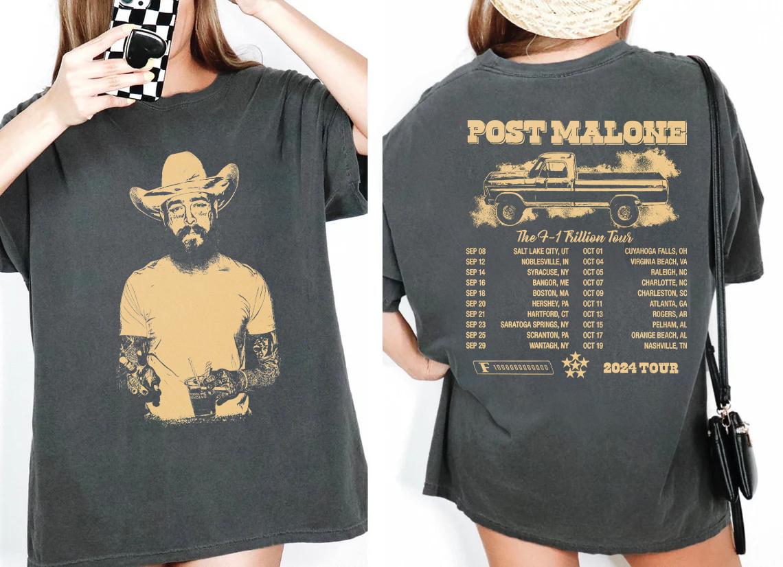 Vintage Post Malone 2side Shirt, Malone Rap Music Merch Shirt,  Post Malone F1 Trillion Tour Shirt, Posty Rapper Gift For Fans Shirt msich