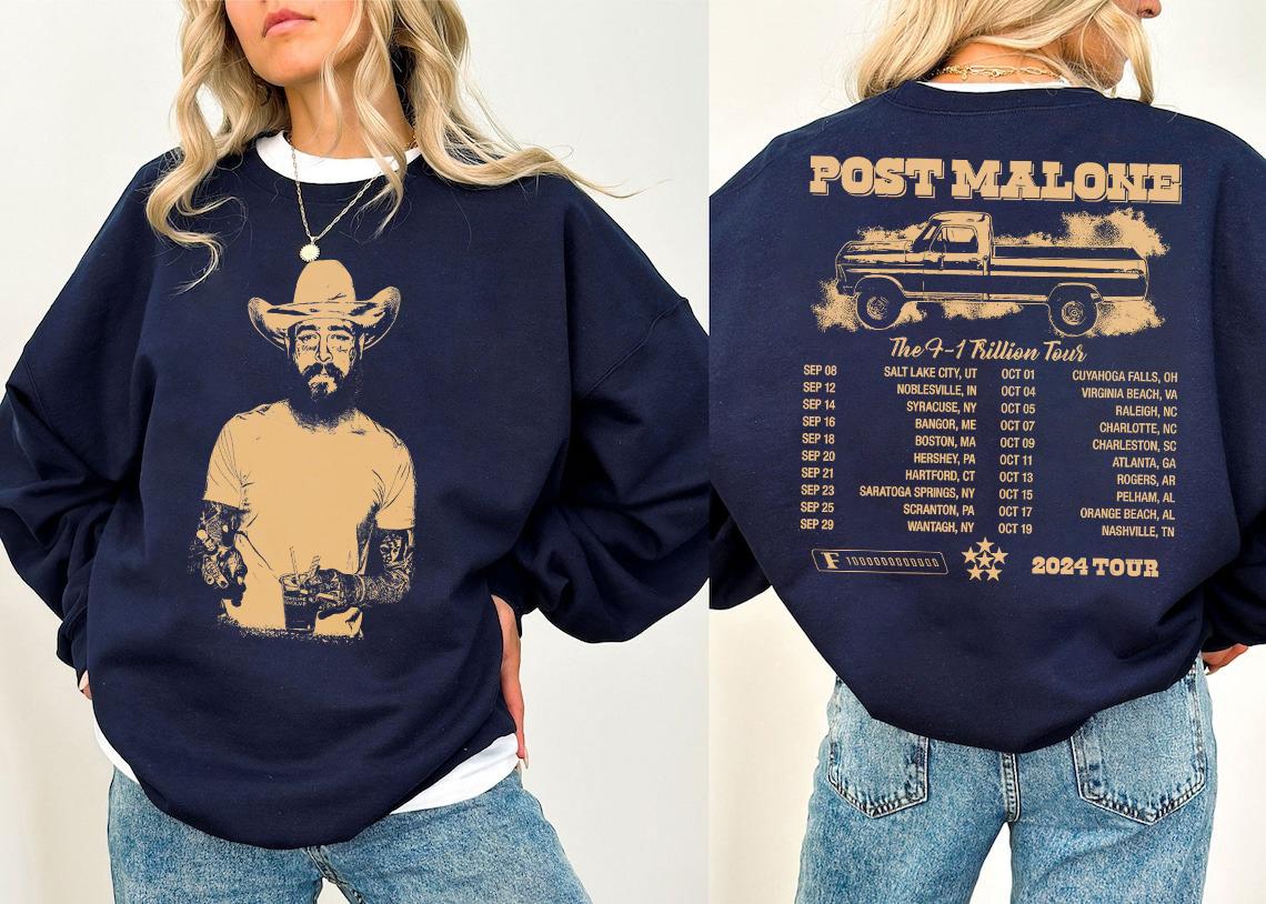 Vintage Post Malone 2side Shirt, Malone Rap Music Merch Shirt,  Post Malone F1 Trillion Tour Shirt, Posty Rapper Gift For Fans Shirt msich