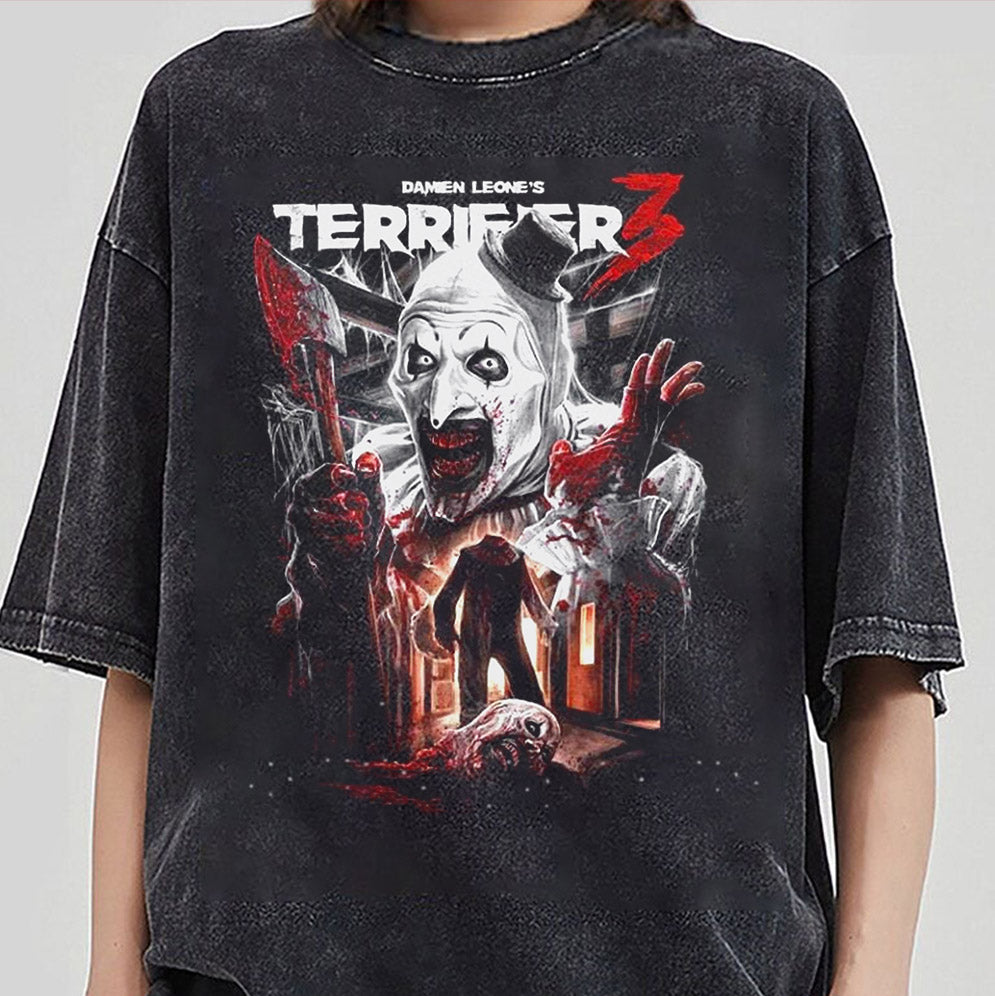 Vintage Terrifier 3 Heads Will Roll T-Shirt, Terrifier Cover Clown Shirt, Terrifier Horror Movie Shirt, Art the Clown shirt, Scary Horror