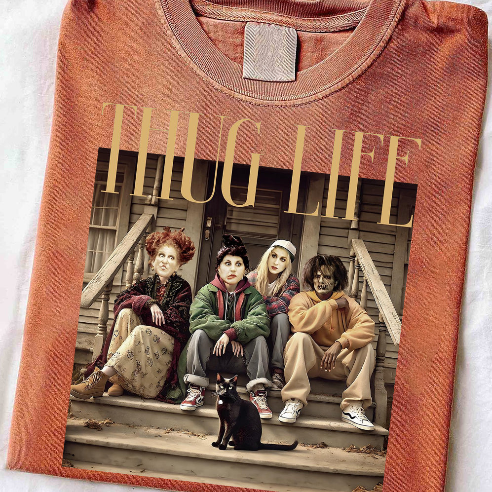 Vintage Thug Life Hocus Pocus Shirt, Sanderson Sisters Shirt, Bad Witches Shirt, Spooky Season Shirt, Funny Halloween Shirt