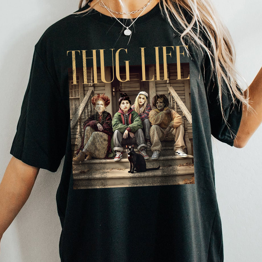 Vintage Thug Life Hocus Pocus Shirt, Sanderson Sisters Shirt, Bad Witches Shirt, Spooky Season Shirt, Funny Halloween Shirt