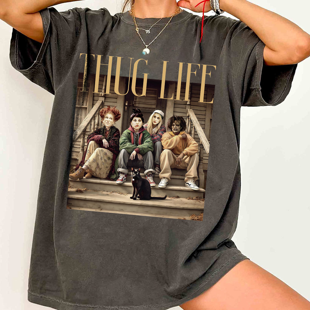 Vintage Thug Life Hocus Pocus Shirt, Sanderson Sisters Shirt, Bad Witches Shirt, Spooky Season Shirt, Funny Halloween Shirt