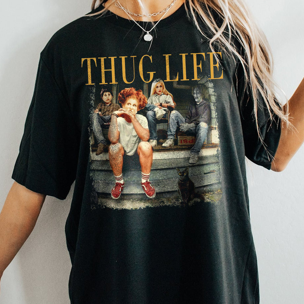 Vintage Thug Life Hocus Pocus Shirt, Sanderson Sisters Shirt C2, Bad Witches Shirt, Spooky Season Shirt, Funny Halloween Shirt