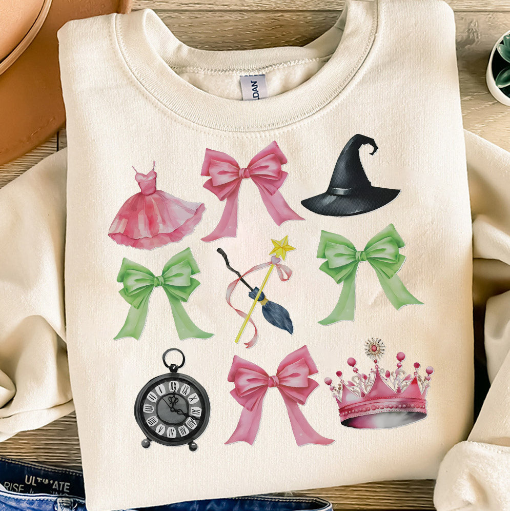 Vintage Witch Pink and Green Sweatshirt, Changed For Good Sweatshirt, Wicked Defy Gravity Sweatshirt, Wizard of Oz shirt Broomstick