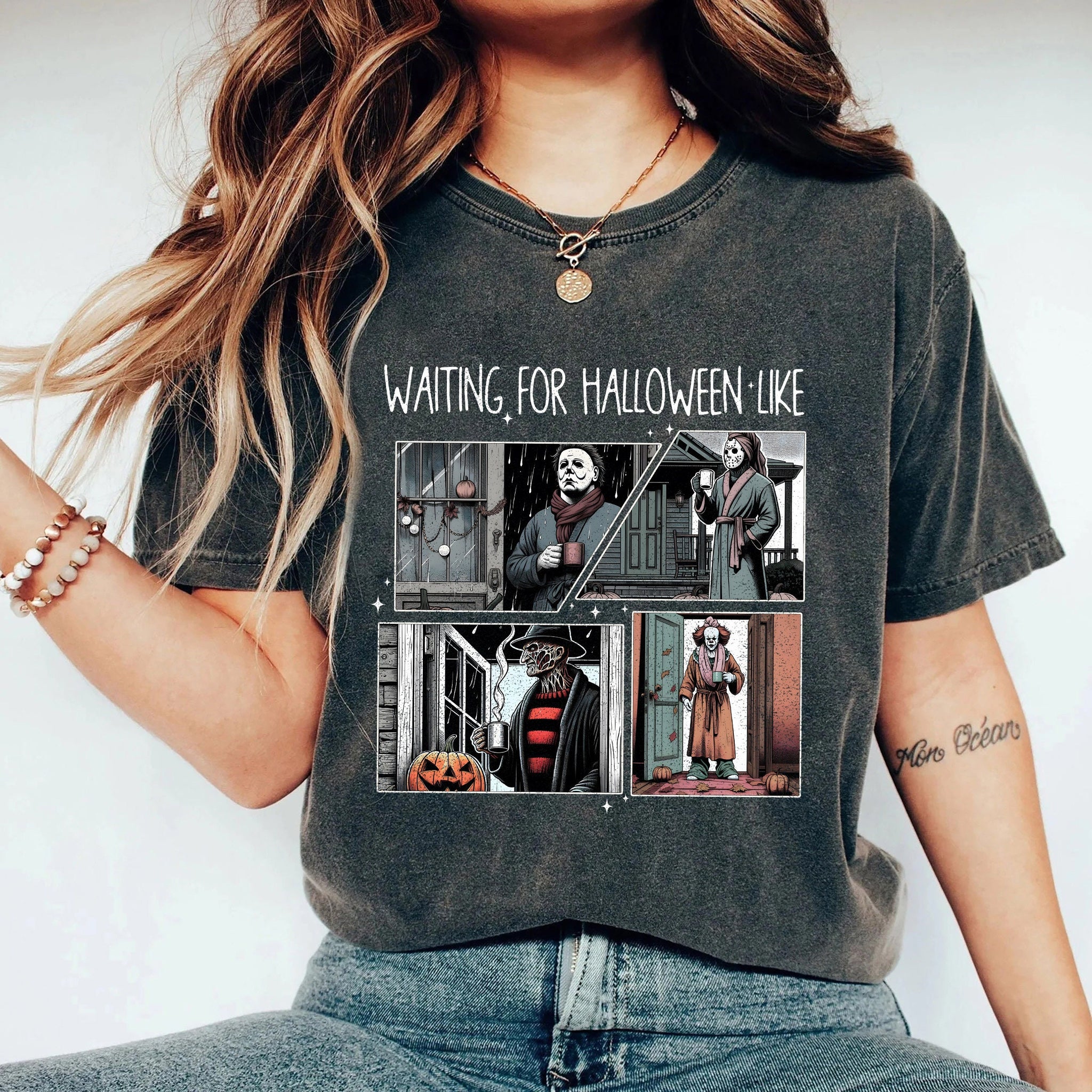 Waiting For Halloween Like  Shirt, Retro Horror Characters Halloween Shirt, Spooky Season Shirt, Adult Humor Halloween Shirt HW2607 14