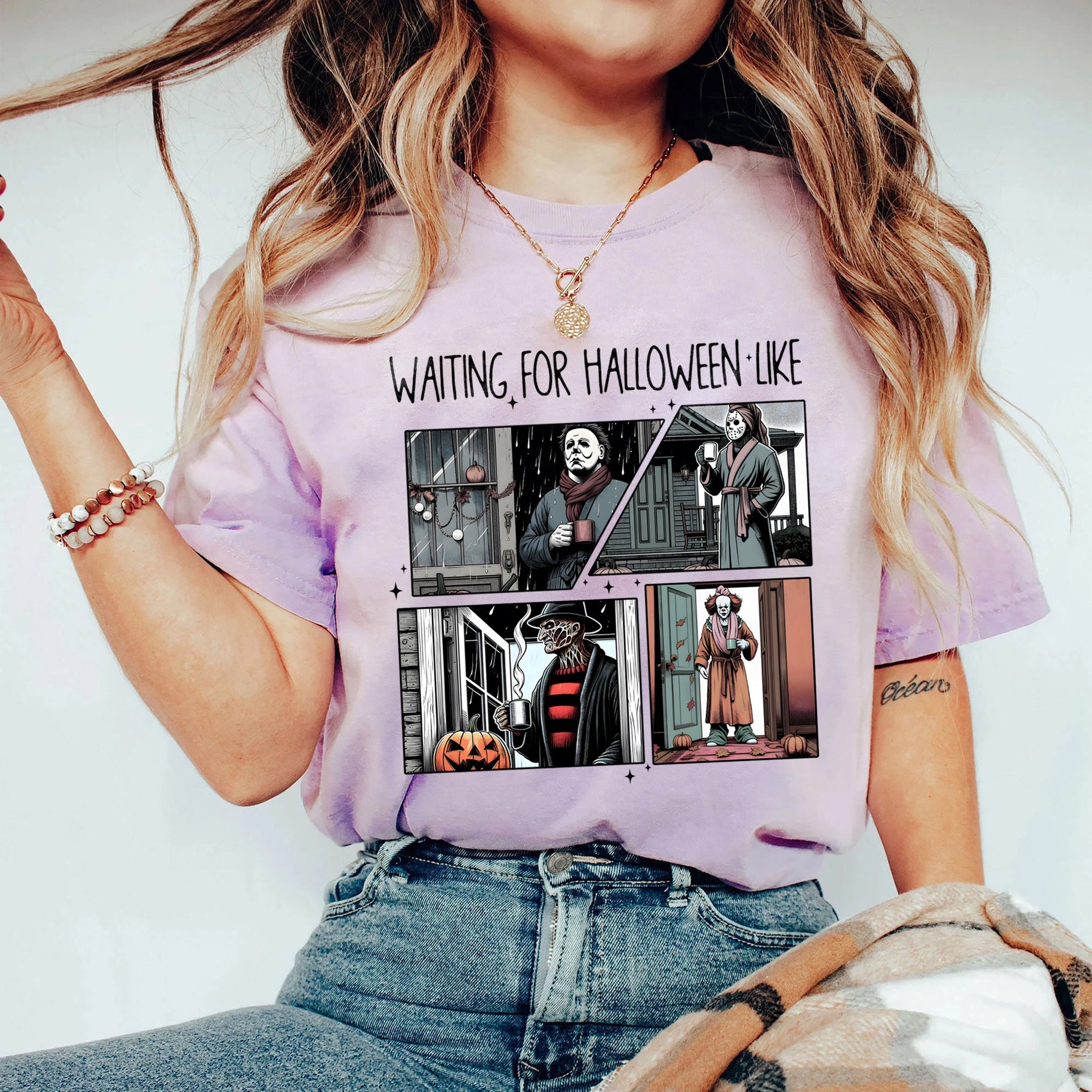 Waiting For Halloween Like  Shirt, Retro Horror Characters Halloween Shirt, Spooky Season Shirt, Adult Humor Halloween Shirt HW2607 14