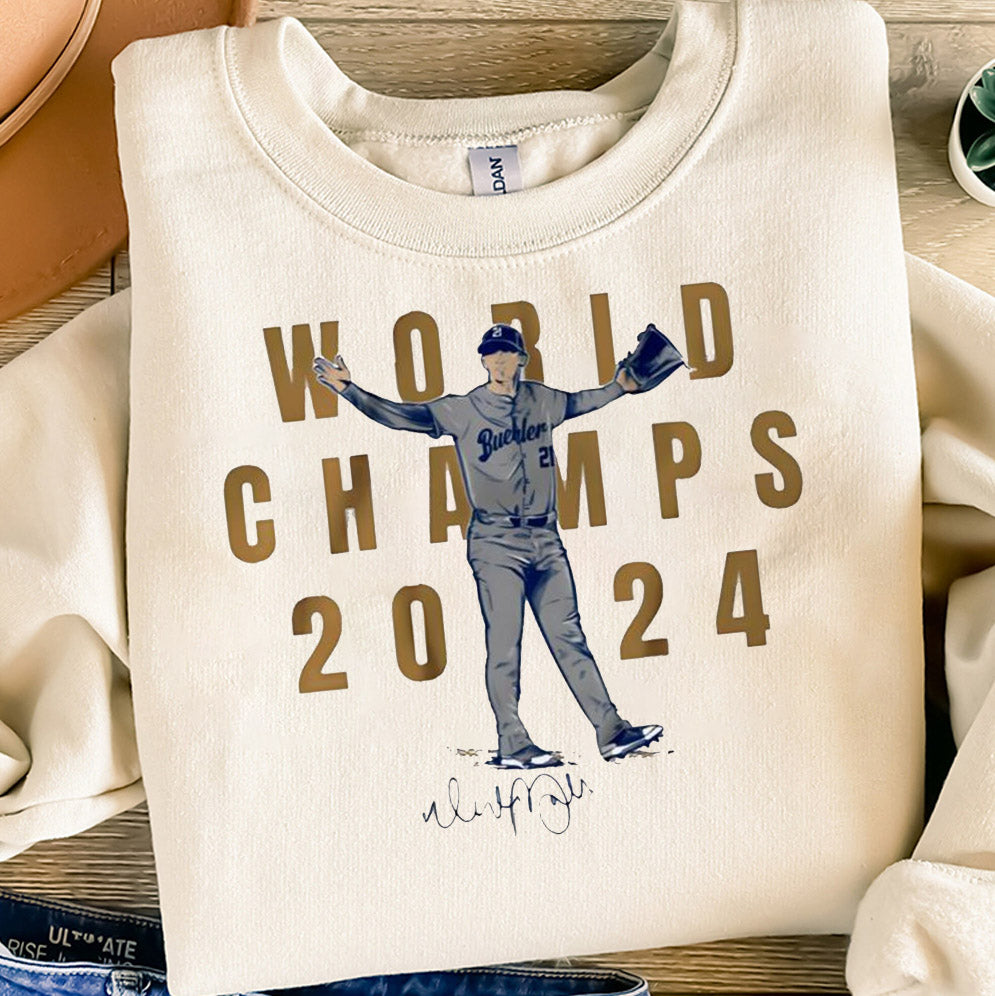 Walker Buehler Los Angeles Dodgers world champs the final out 2024 shir, Los Angeles World Series Sweatshirt, LA Dodgers T-shirt