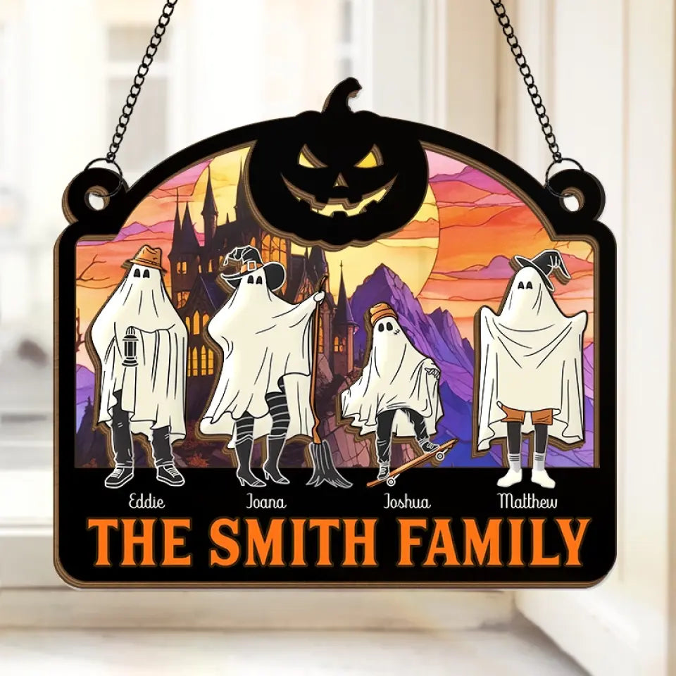 We're Hiding In The Walls, Creeping Out At Midnight - Family Personalized Window Hanging Suncatcher - Halloween Gift For Family Members   ORHA2208