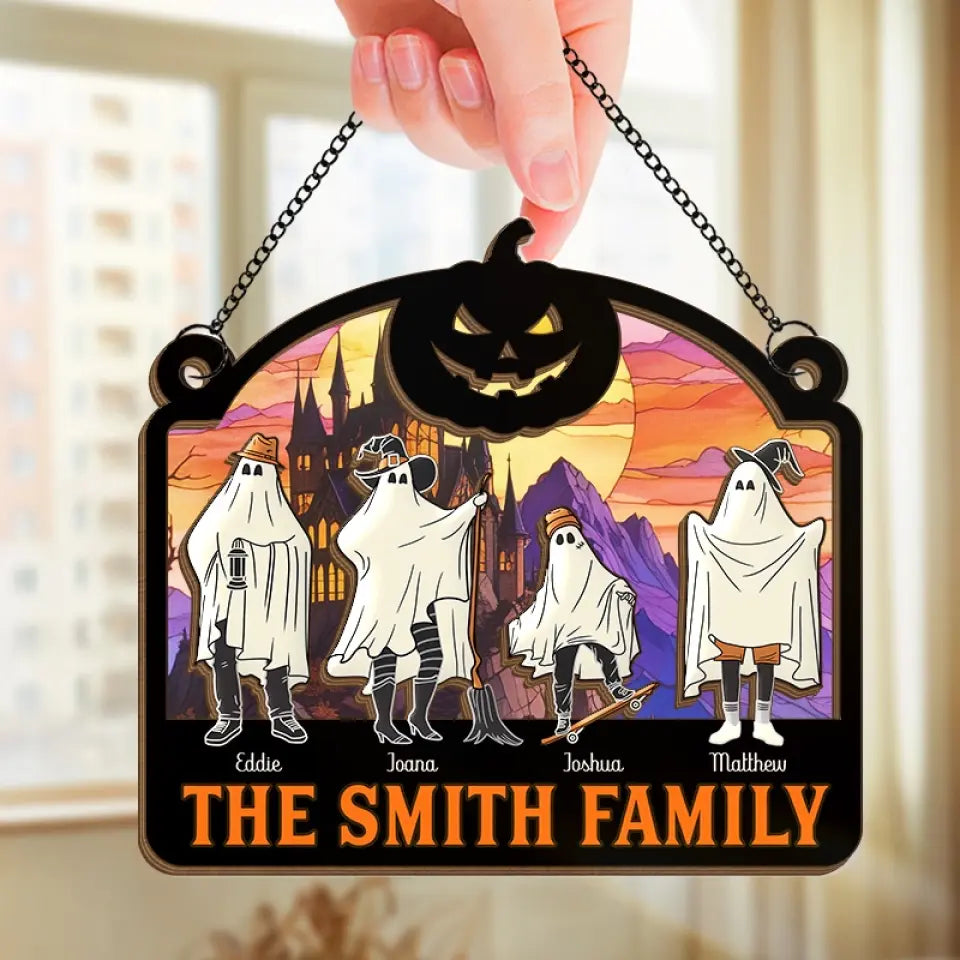 We're Hiding In The Walls, Creeping Out At Midnight - Family Personalized Window Hanging Suncatcher - Halloween Gift For Family Members   ORHA2208