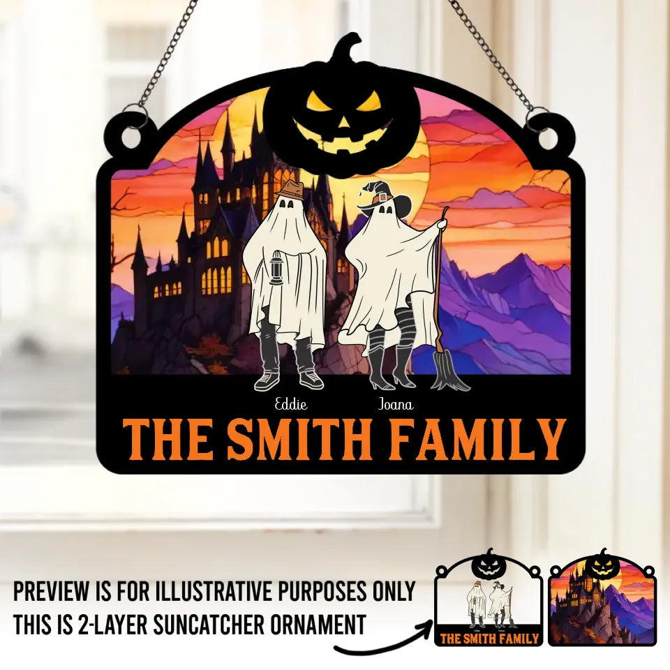 We're Hiding In The Walls, Creeping Out At Midnight - Family Personalized Window Hanging Suncatcher - Halloween Gift For Family Members   ORHA2208