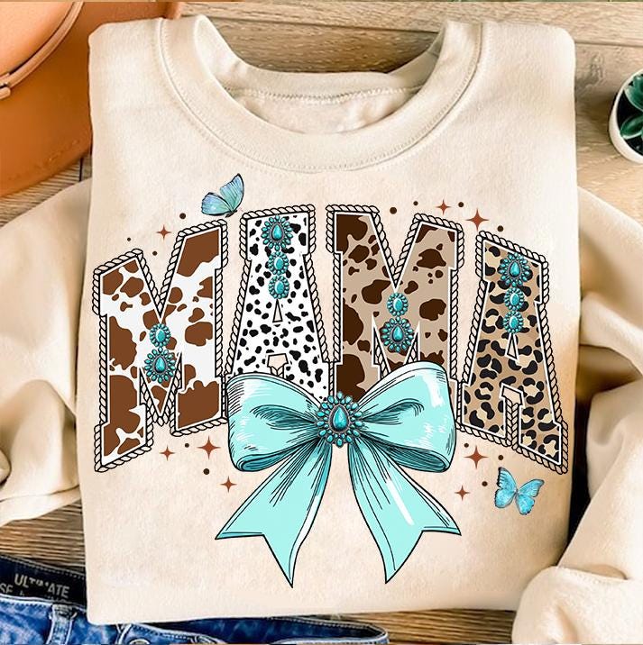 Western Mama Png, Coquette Mama Png, Coquette Bow, Coquette Western Png, Mama Cow Print, Howdy Fall Western Png, Cowhide, Turquoise, Cowgirl SCU