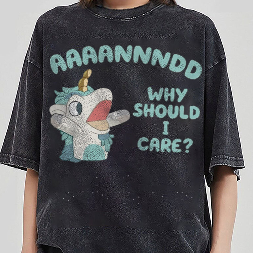 Why Should I Care Shirt, Unicorse Sweatshirt, Blue Bandit Hoodie, Bluey Puppet Shirt, Gift For Her, Blue Bandit Unicorn Puppet Shirt