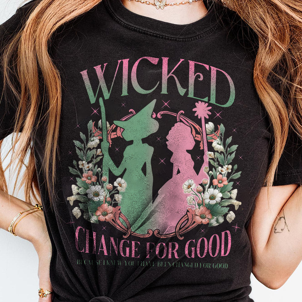 Wicked Change For Good Glitter Shirt, Defy Gravity Broomstick Magic Wand Shirt, Wicked Musical Movie Fan Shirt, Wicked Shirt, Wizard of Oz